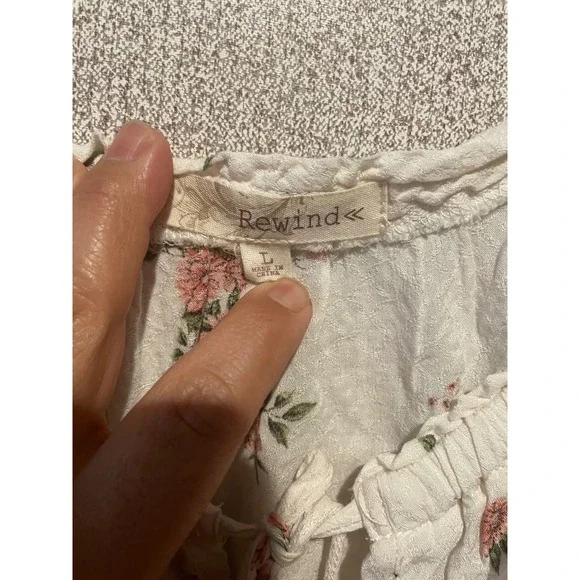 Rewind Floral Blouse Women's Long Sleeve Top Cream Pink Casual L - Picture 4 of 7